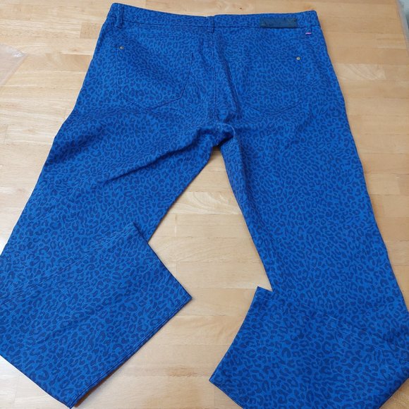 MEXX jeans Amsterdam Mid Rise Women's Cotton Stretch Blue Leopard Print Size30 - Picture 3 of 12